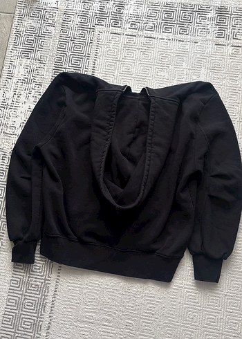 Siyah Fermuarlı Midi Kapüşonlu Zara Sweatshirt - Görsel 4