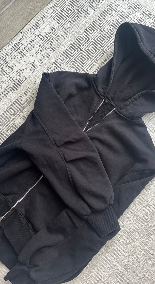 Siyah Fermuarlı Midi Kapüşonlu Zara Sweatshirt - Görsel 3