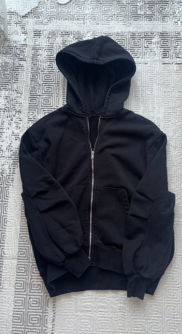 Siyah Fermuarlı Midi Kapüşonlu Zara Sweatshirt - Görsel 2