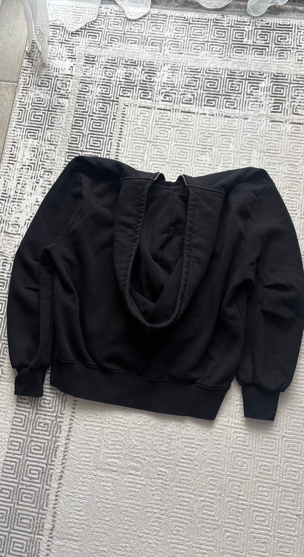 Siyah Fermuarlı Midi Kapüşonlu Zara Sweatshirt - Görsel 4