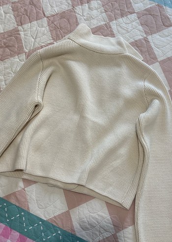 Düğmeli Beyaz Mini Triko Hırka - Görsel 3