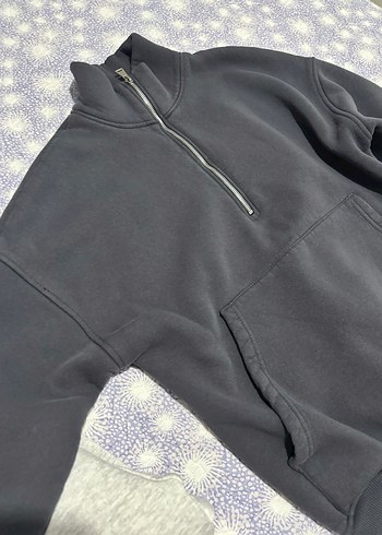 Gri Fermuarlı Yüksek Yakalı  Polar - Görsel 4