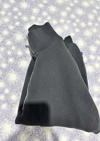 Gri Fermuarlı Yüksek Yakalı  Polar - Görsel 2