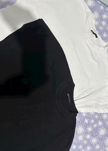 Kadın Bisiklet Yaka Kısa Kollu Zara Pamuk Tişört - Görsel 2