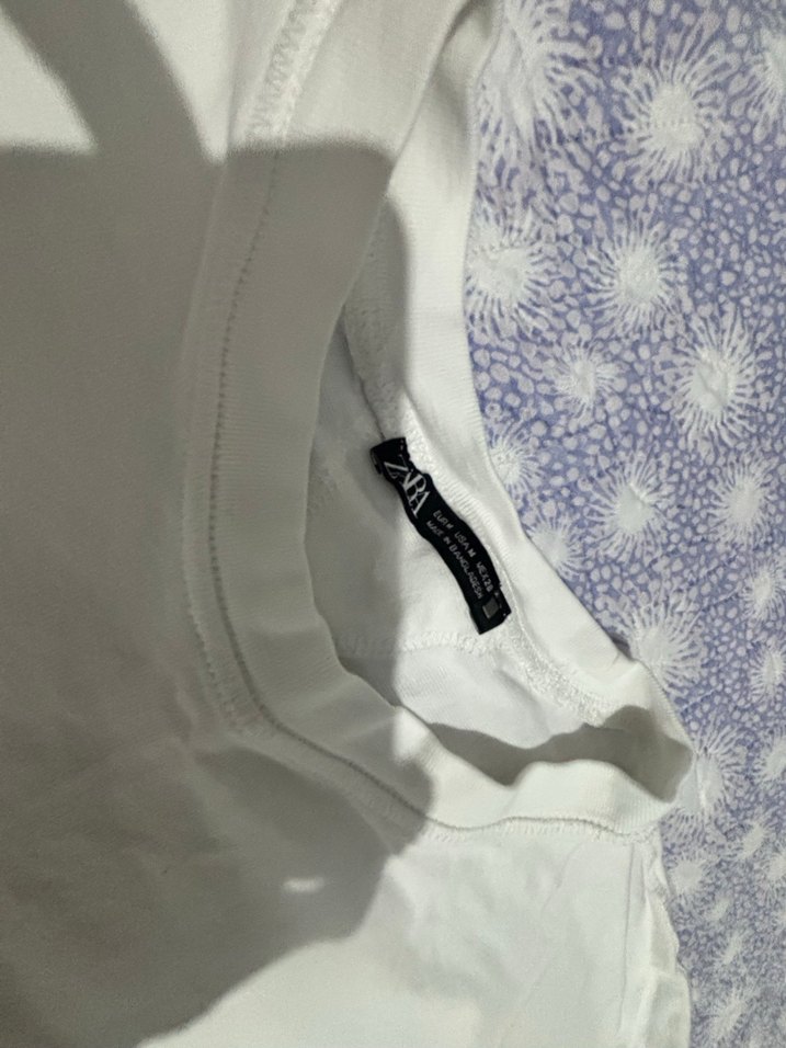 Kadın Bisiklet Yaka Kısa Kollu Zara Pamuk Tişört - Görsel 3