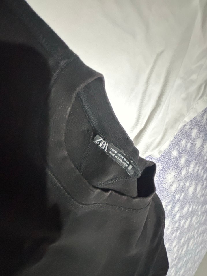 Kadın Bisiklet Yaka Kısa Kollu Zara Pamuk Tişört - Görsel 4