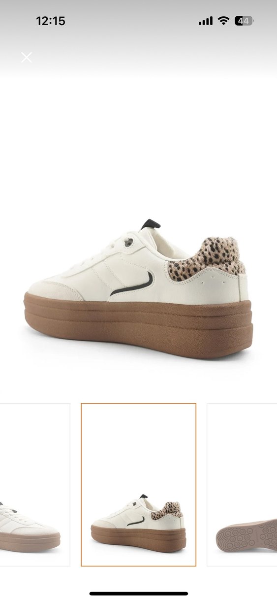 Bej Leopar Desenli Kadın Platform Spor Ayakkabı - Görsel 2