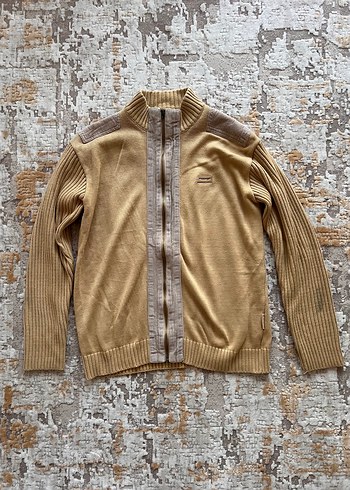 American Vintage Vintage Bej Melanj Triko Fermuarli Kazak Ceket
