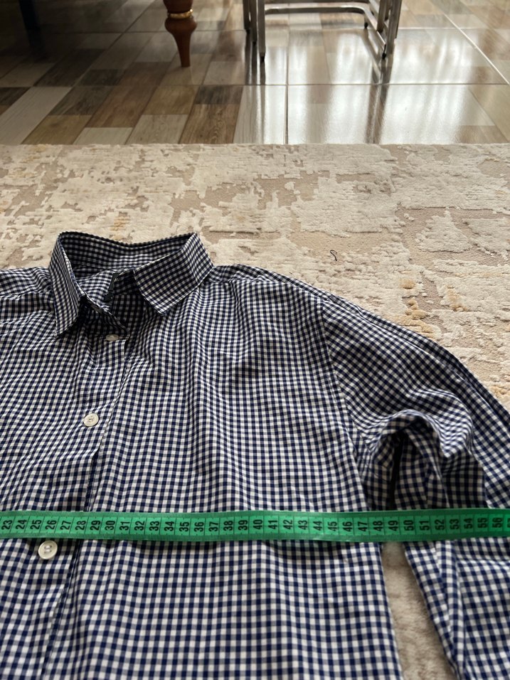 H&M Şık Mavi-Beyaz Pötikare Gömlek — görsel 4/4