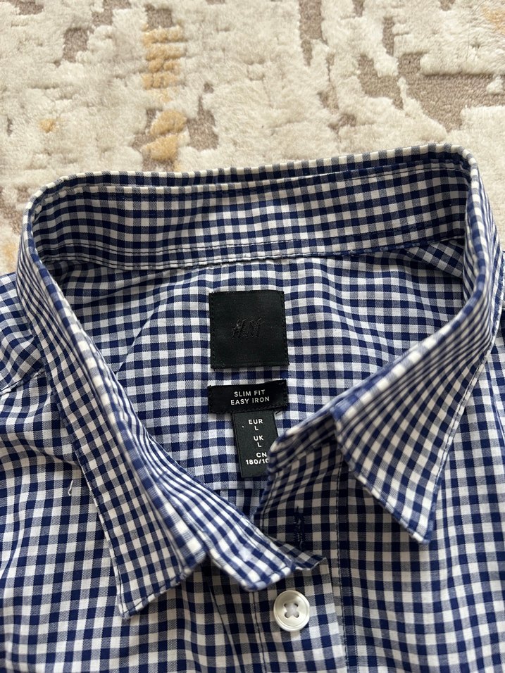 H&M Şık Mavi-Beyaz Pötikare Gömlek — görsel 2/4