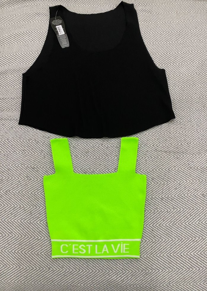 Yeşil V Yaka Mini Spor Üst Elastik Bantlı - Görsel 3