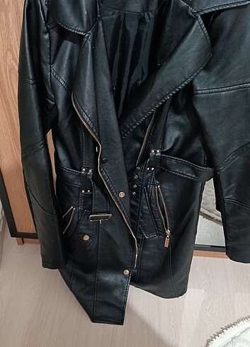 Select Kürklü Uzun Deri Ceket