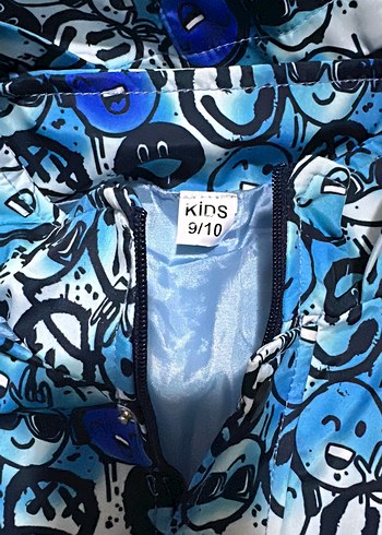 Kapüşonlu Mavi Erkek Çocuk Yağmurluk - Görsel 7