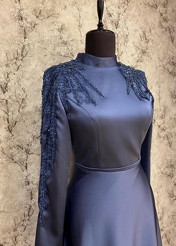 Antrasit Tesettür Abiye - Görsel 2