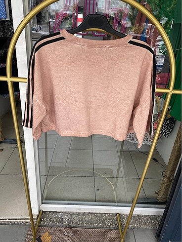 38 Beden pembe Renk Adidas Pudra Crop Tişört