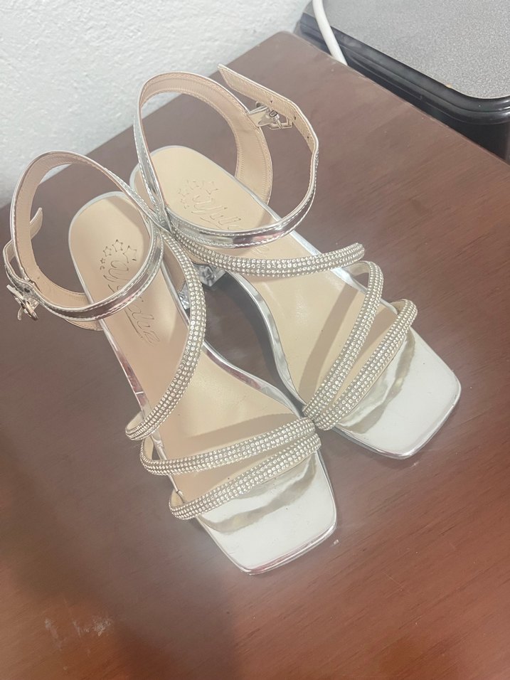 Kadın taşlı şeffaf topuklu abiye ayakkabısı - Görsel 2