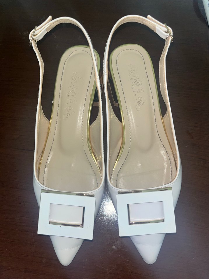 Beyaz Tokalı  Topuklu Kadın Ayakkabı - Görsel 3