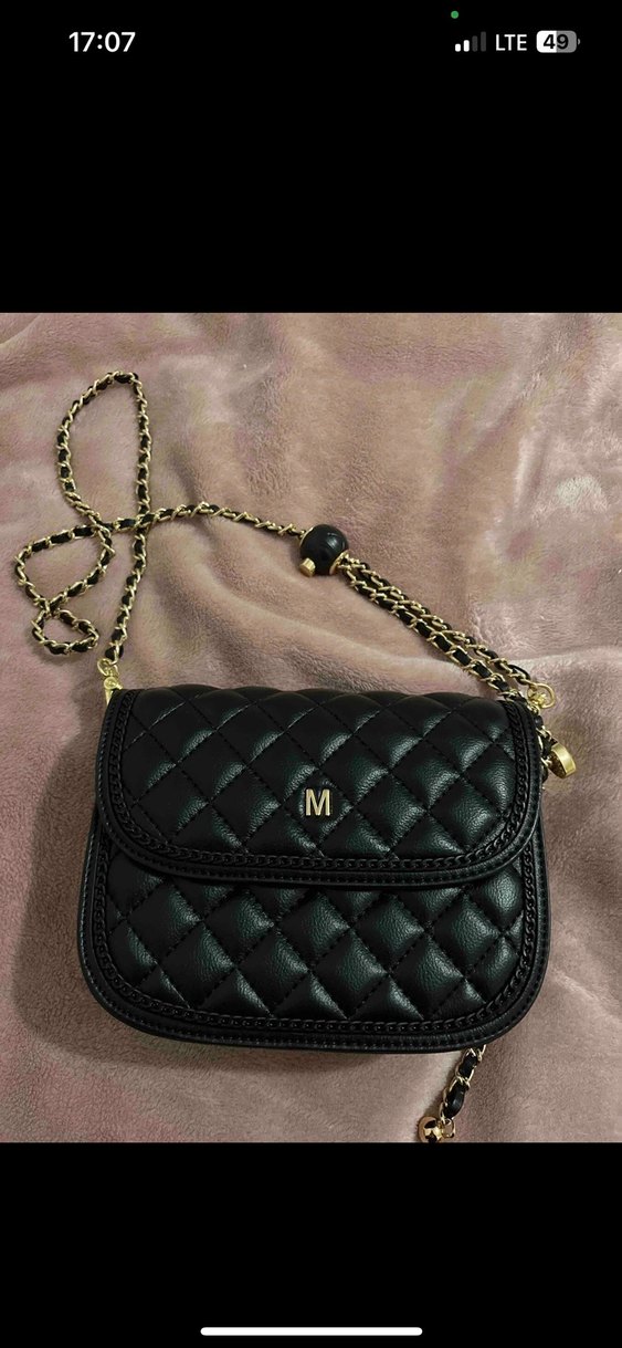 Siyah Deri Zincir Askılı Kadın Çanta - Görsel 5