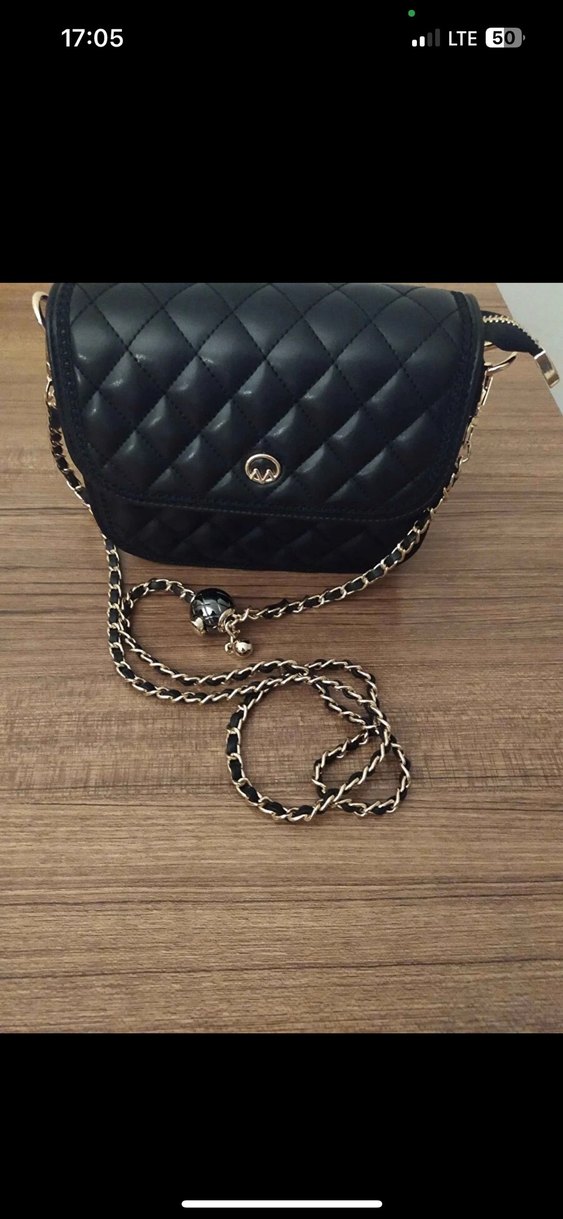 Siyah Deri Zincir Askılı Kadın Çanta - Görsel 2