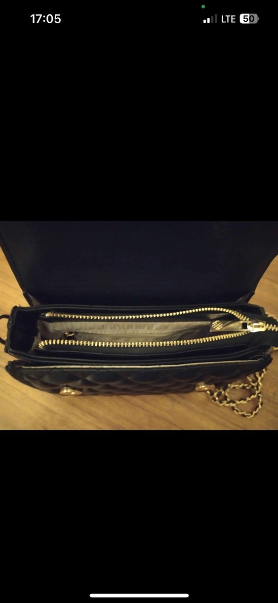 Siyah Deri Zincir Askılı Kadın Çanta - Görsel 4