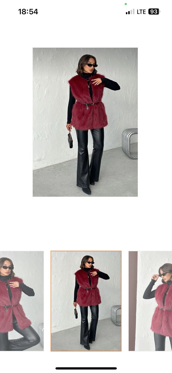 Bordo  Kadın  Kürk Yelek - Görsel 3