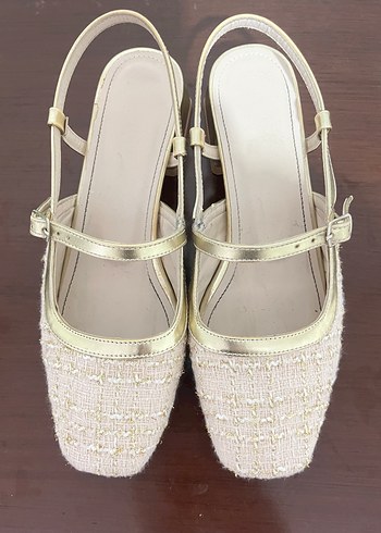 Bej Tokalı Kadın Topuklu Ayakkabı - Görsel 2