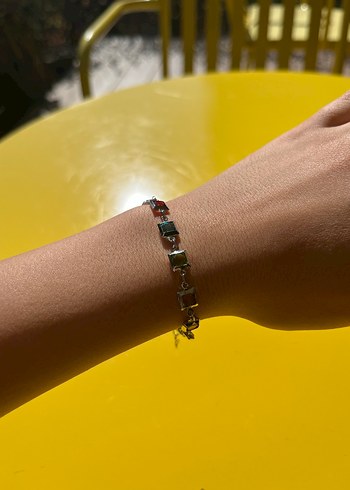 Renkli Zincir Detaylı  Kadın Bileklik - Görsel 3