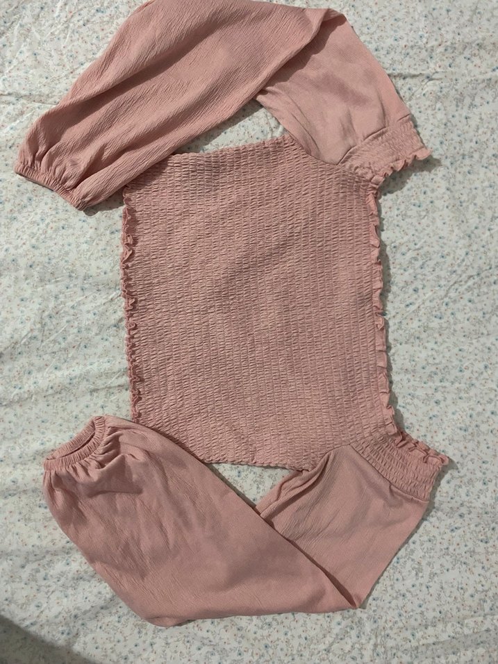 Pembe Straplez Fırfırlı Kadın Bluz - Görsel 2