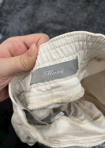 Kadın ekru Yüksek Bel Mini Şort - Görsel 3