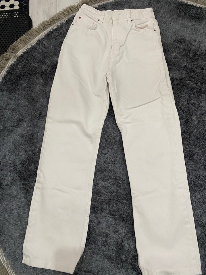 Beyaz Kadın Pamuklu Normal Kesim Jean - Görsel 2