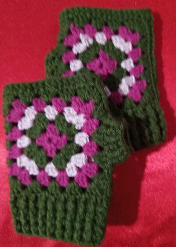 Renkli Örgü Parmaksız Kadın Eldivenleri - Görsel 2