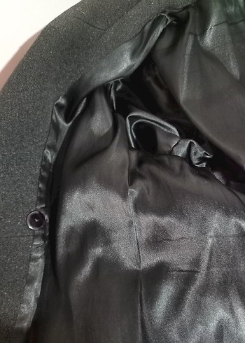 Düğmeli Gri Klasik Midi Yün Kaban - Görsel 8