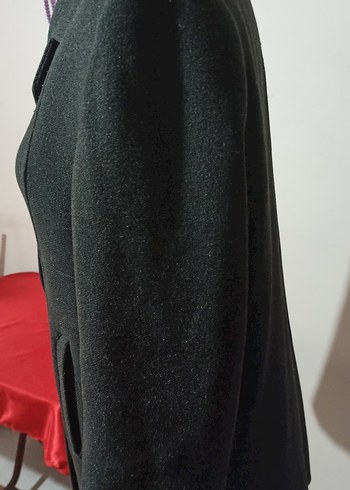 Düğmeli Gri Klasik Midi Yün Kaban - Görsel 3