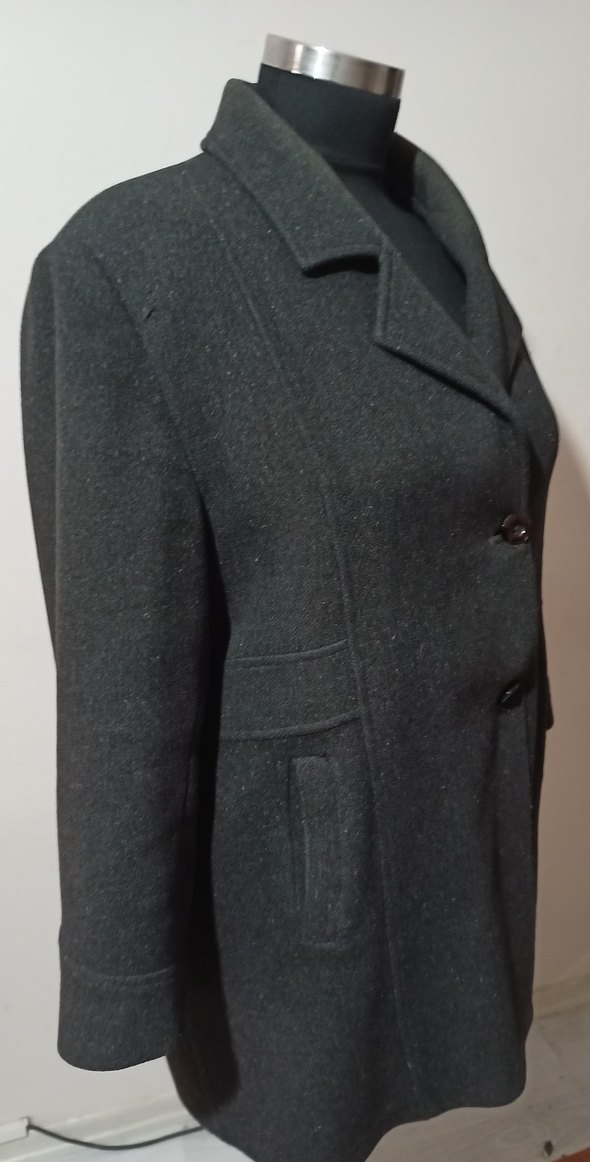 Düğmeli Gri Klasik Midi Yün  Kaban - Görsel 2