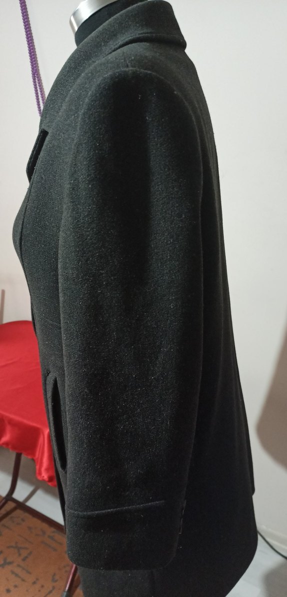 Düğmeli Gri Klasik Midi Yün  Kaban - Görsel 3