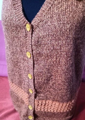 Düğmeli Yün Turuncu Yelek - Görsel 5