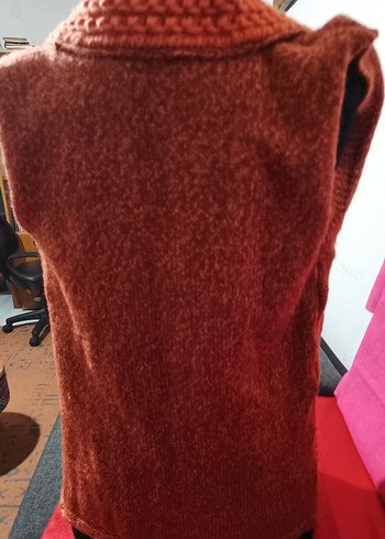 Düğmeli Yün Turuncu Yelek - Görsel 3