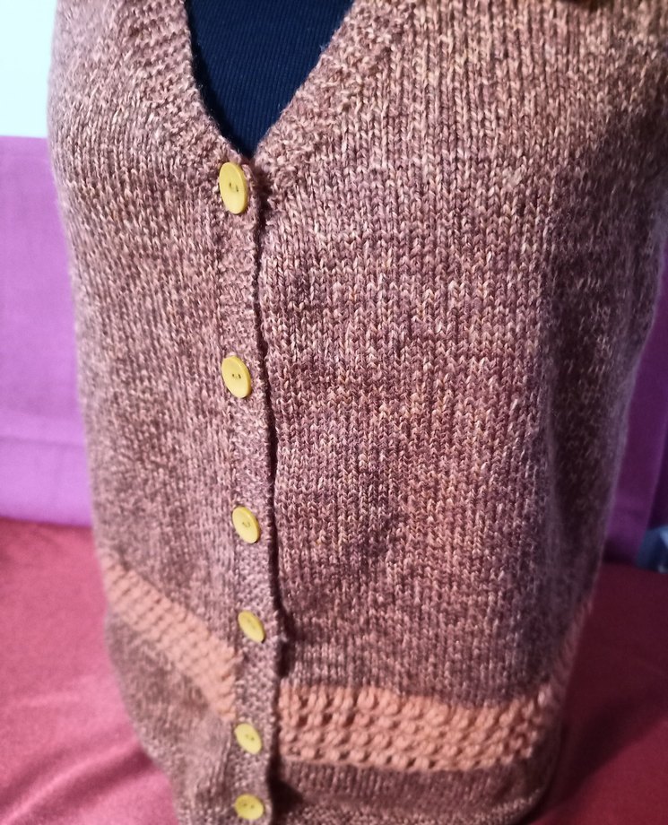 Düğmeli Yün Turuncu Yelek - Görsel 5