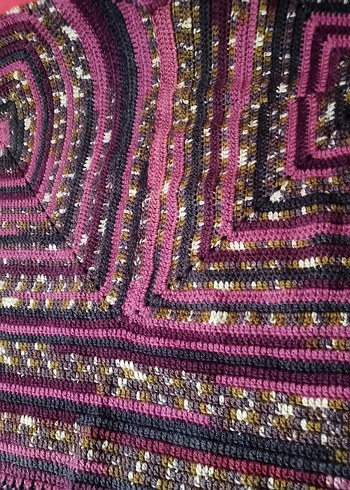 Mor Desenli Bohem Örgü Kadın Kazak - Görsel 8