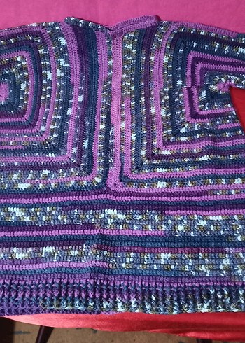 Mor Desenli Bohem Örgü Kadın Kazak - Görsel 6