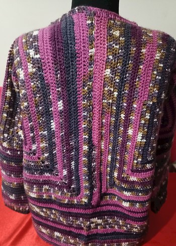 Mor Desenli Bohem Örgü Kadın Kazak - Görsel 3