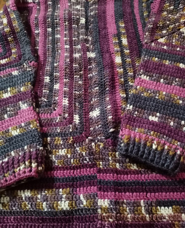 Mor Desenli Bohem Örgü Kadın Kazak - Görsel 5