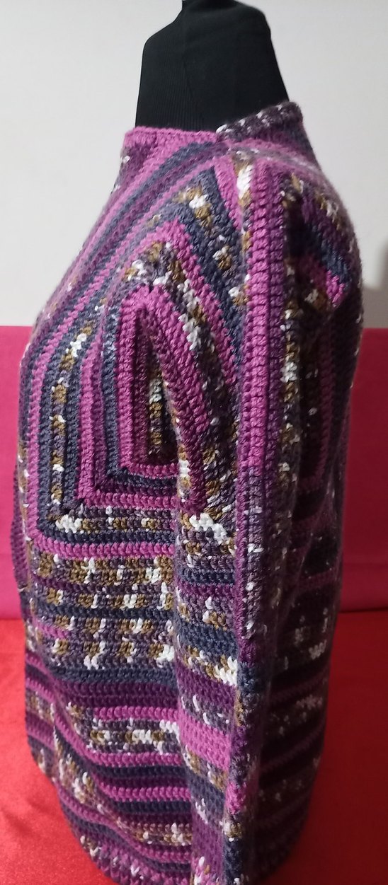 Mor Desenli Bohem Örgü Kadın Kazak - Görsel 2