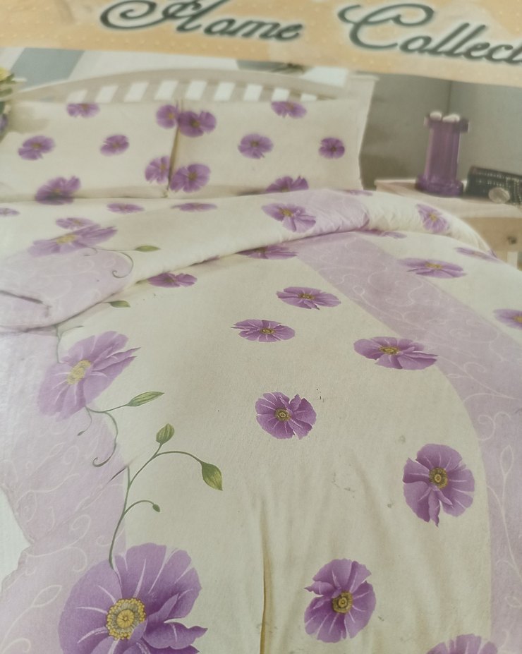 Mor Çiçek Desenli Nevresim Takımı - Görsel 3