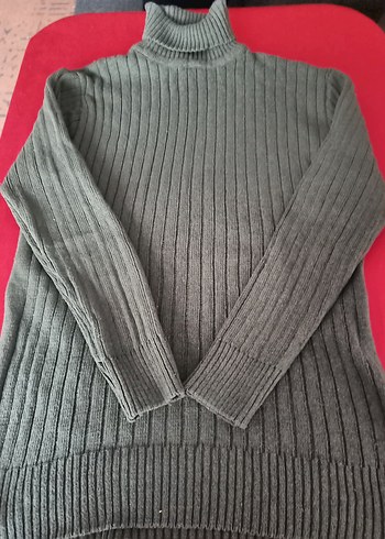 Haki Boğazlı Fitilli Kadın Kazak - Görsel 4