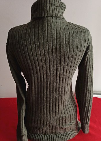 Haki Boğazlı Fitilli Kadın Kazak - Görsel 2