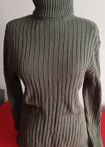 Haki Boğazlı Fitilli Kadın Kazak - Görsel 3