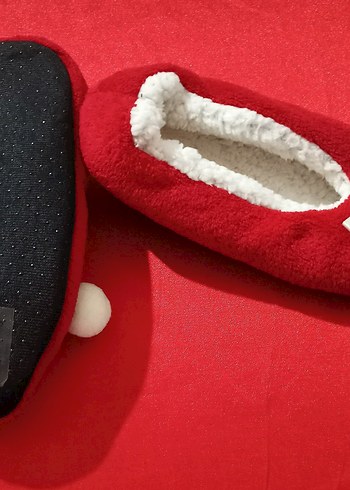 Kadın Kırmızı Kürklü Sıcak Ev Terliği - Görsel 5