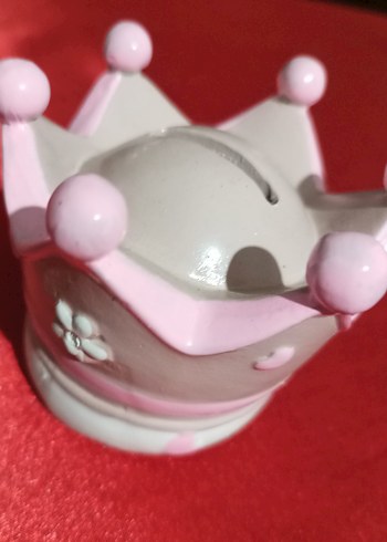 Pastel Pembe Taç Figür Kumbara - Görsel 2