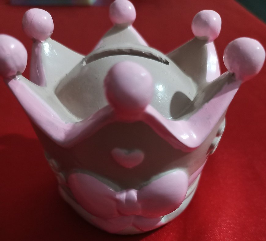 Pastel Pembe Taç Figür Kumbara - Görsel 4